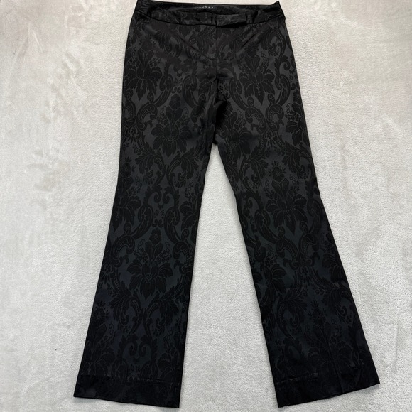 Theory Pants - Theory Pants Womens 8 Brocade Flare Dress Black Floral Jacquard Viscose Trousers